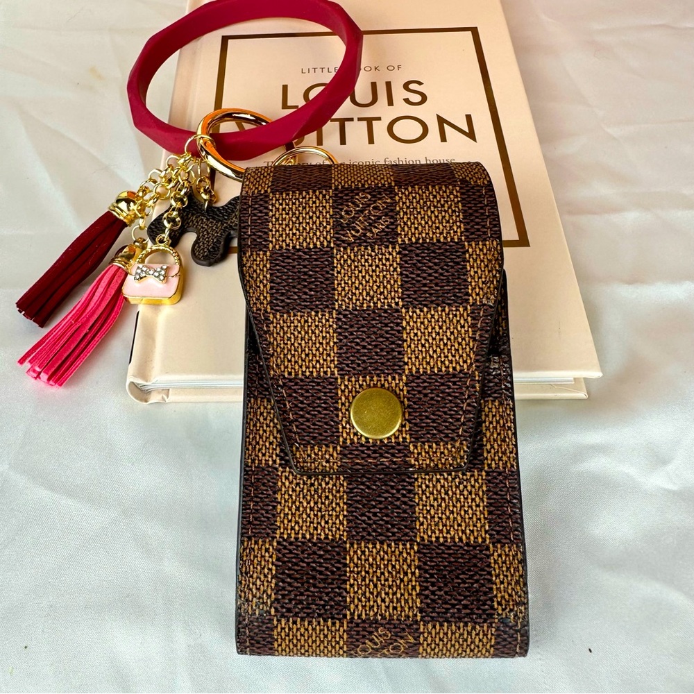 Louis Vuitton Damier Ebene mini pouch wristlet with charms - Picture 1 of 10